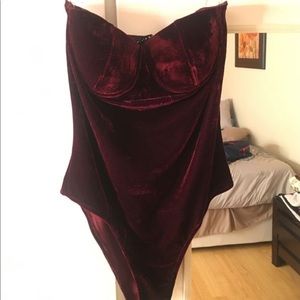 Burgundy velvet bodysuit
